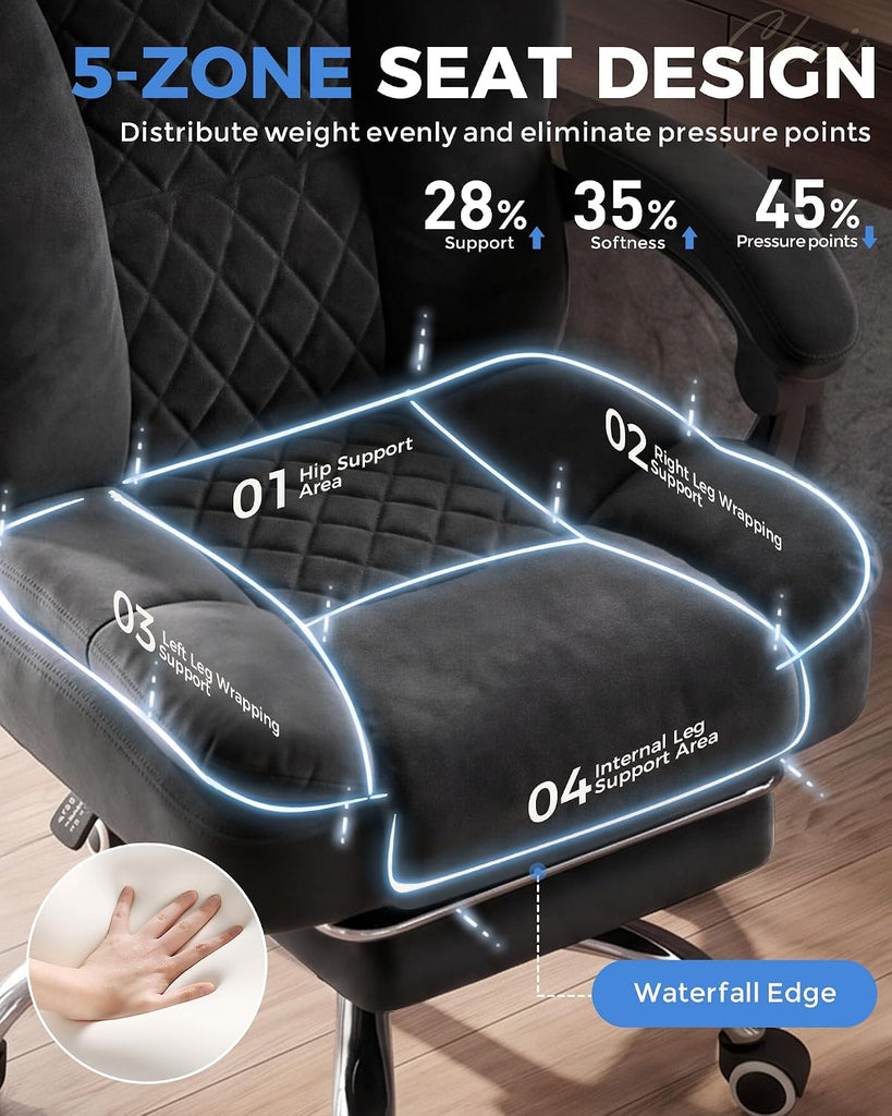 Big and Tall Office Chair with Pocket Spring Cushion & Ergonomic Lumbar Support for Lower Back Pain Relief, High Back
