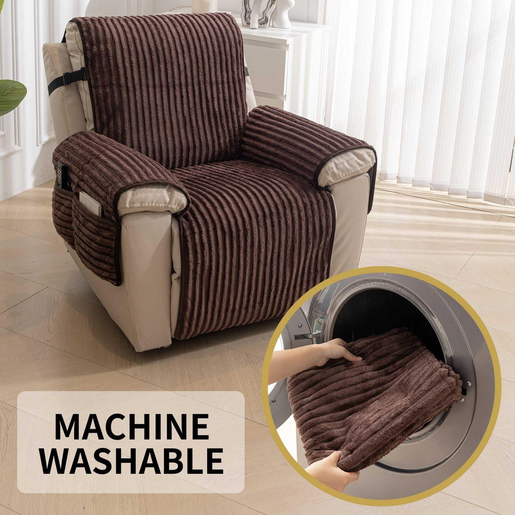 Faux Fur Recliner Chair Covers Non-Slip Waterproof Recliner Covers That Stay in Place Warm Thick Lazy Boy Recliner