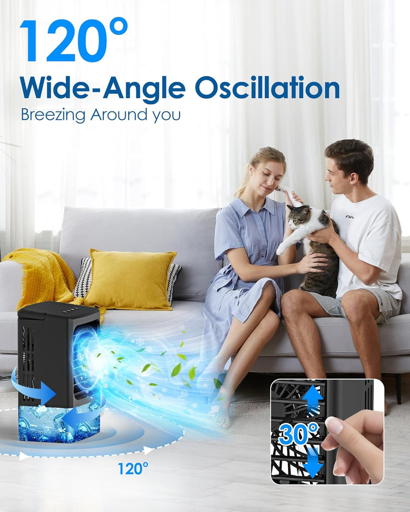 Mini Air Conditioner,Portable Air Conditioners,Evaporative Air Cooler Humidifier, 3 Speed Quiet Personal Cooling Fan