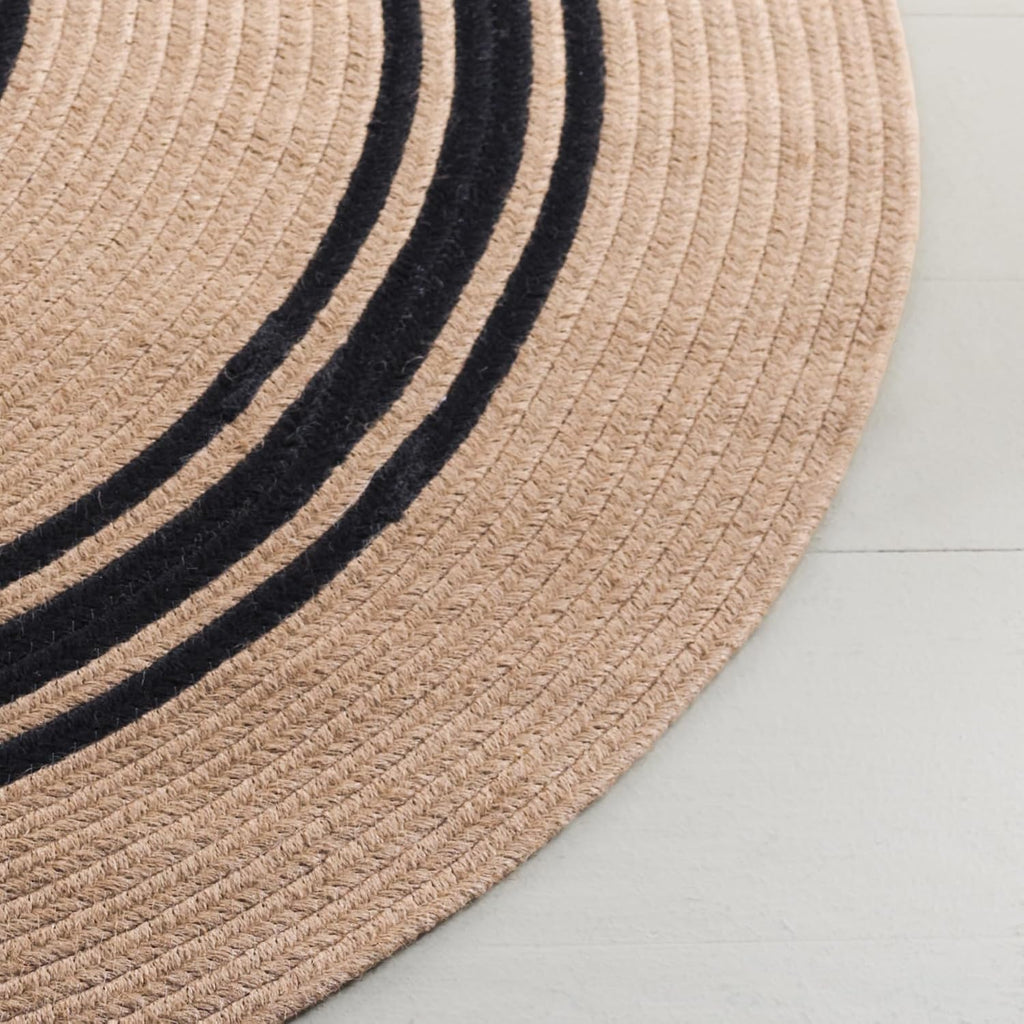 Braided Oval Rug 5x8, Jute Textured Brown & Black BRA804Z