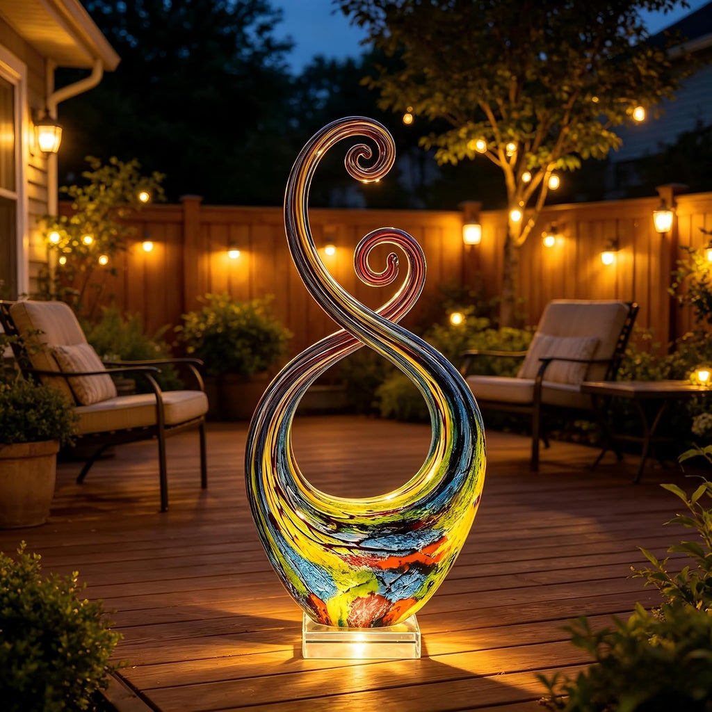 14in Hand Blown Murano Style Abstract Swirl Glass Sculpture Home Decor - Set of 60