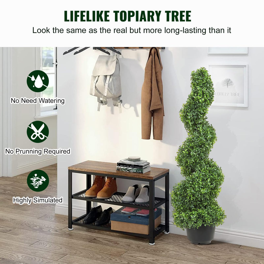 Artificial Boxwood Spiral Topiary Trees, 3ft Tall (2 PCS) Faux Plant