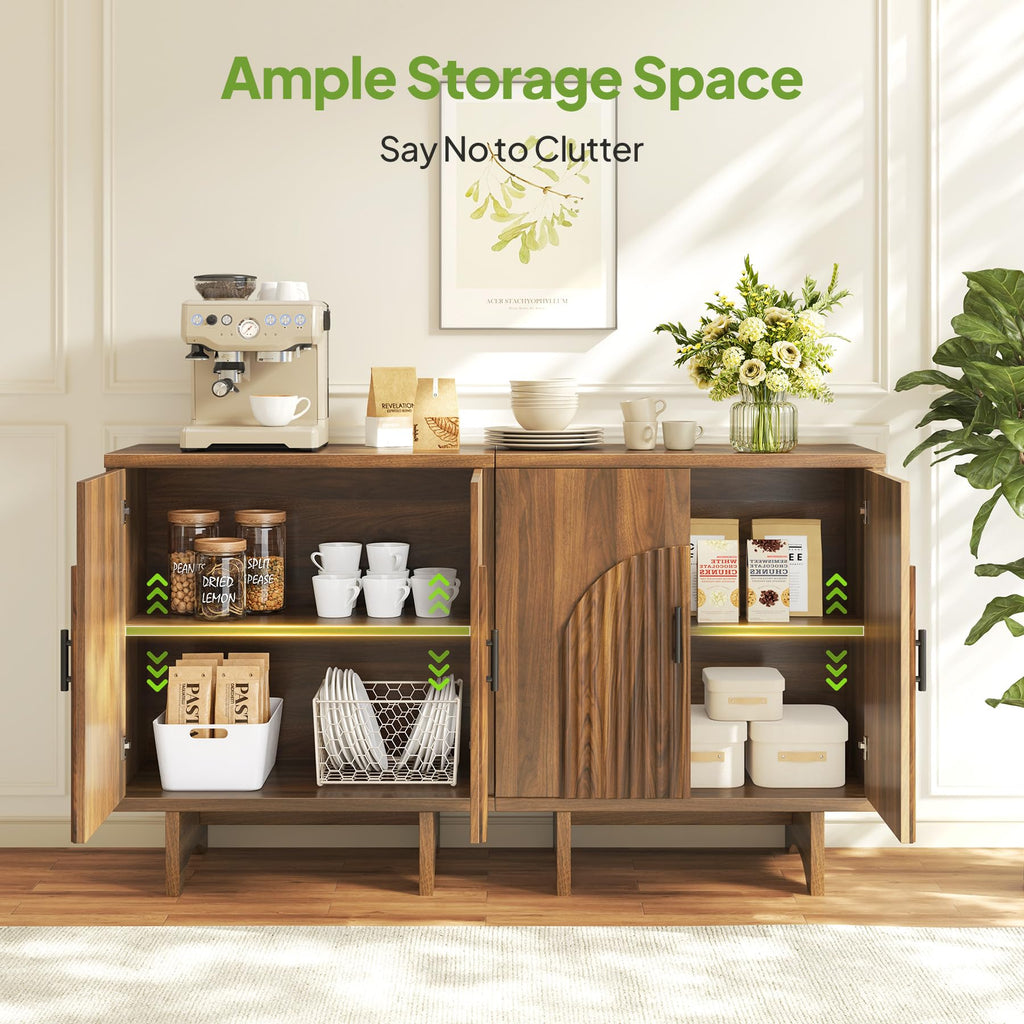 Sideboard Buffet Cabinet With Storage, Accent Cabinet, Walnut
