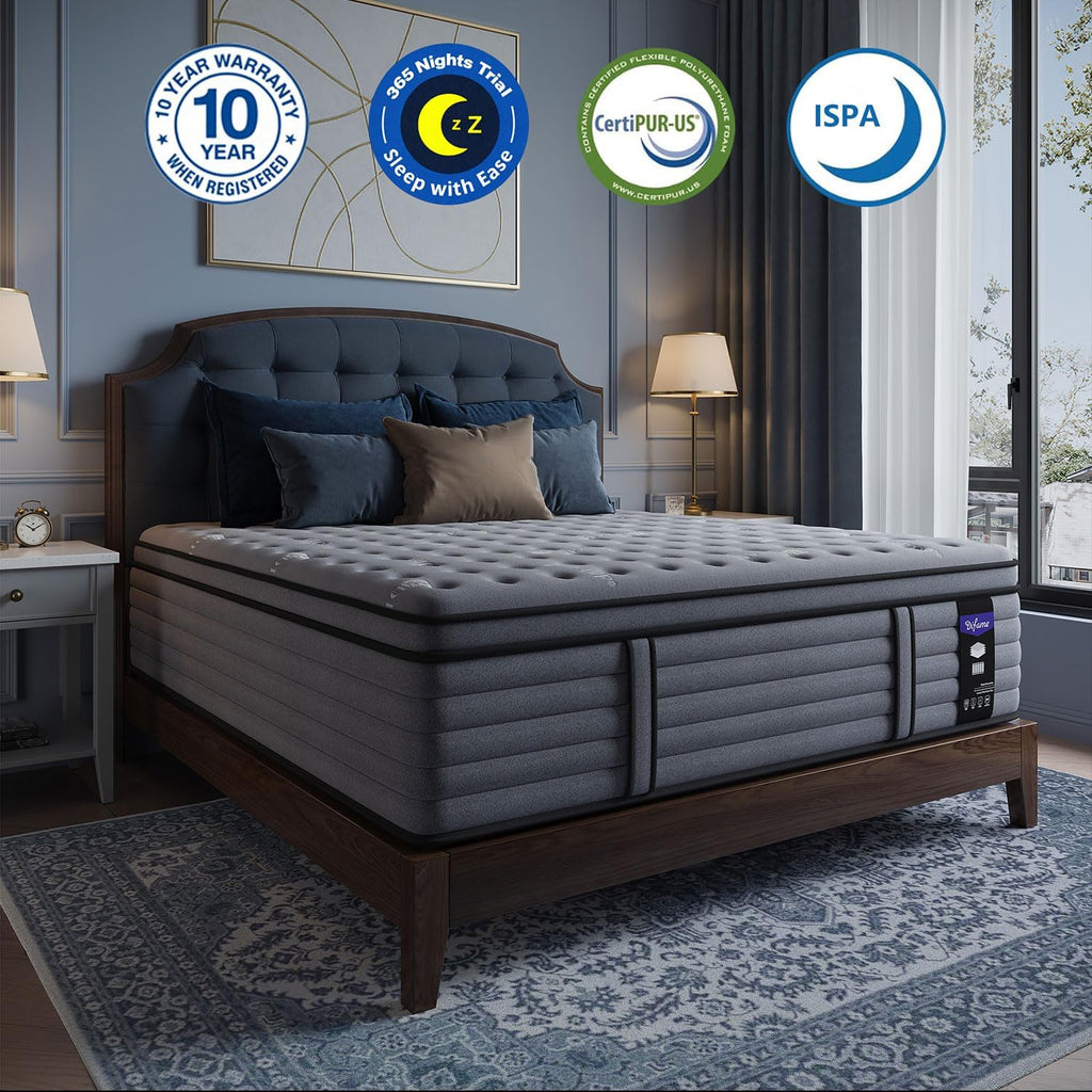 (Luxury Hotel) 18 Inch Hybrid King Size Mattress in a Box, Medium Firm | (2026 Upgraded) Reinforced Edge Support
