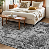 8x10 Washable Vintage Boho Area Rug, Distressed Non-Slip Carpet for Living Room Bedroom Black