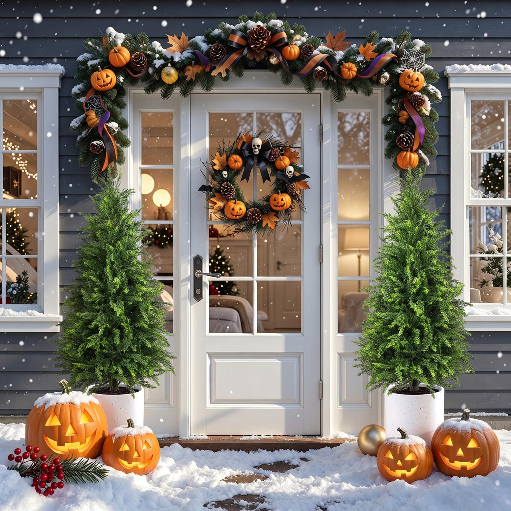 4FT Artificial Cedar Topiary (2 Pack) with Ground Spike, Home & Garden Decor