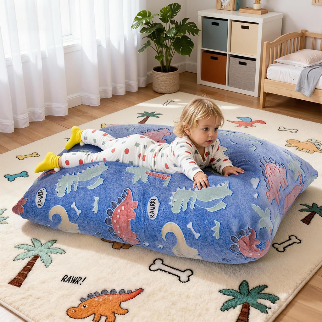 Kids Bean Bag Chair Bed, 3 in 1 Memory Foam Filled Bean Bag Sofa with Removable Cover for Playroom Daycare Bedroom