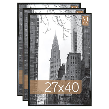 Trendsetter Movie Poster Frame, 27x40, Black High-Gloss, 3-Pack