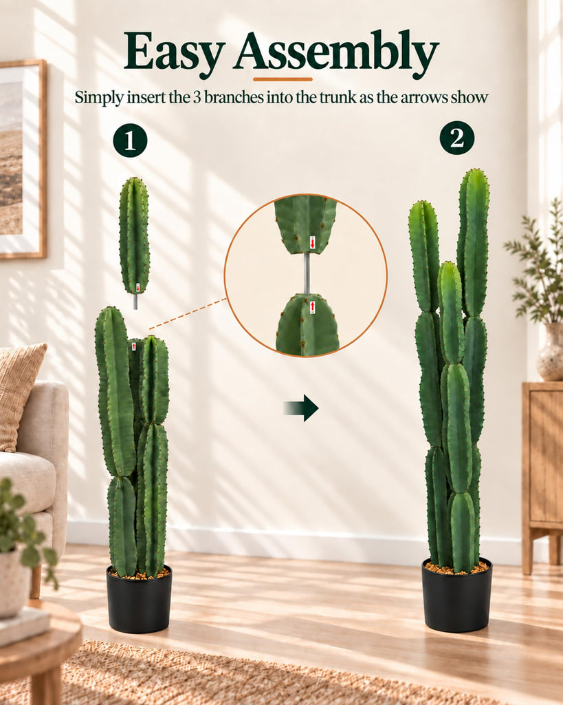 Fake Cactus, 6FT Tall Artificial Plants Living Room Decor