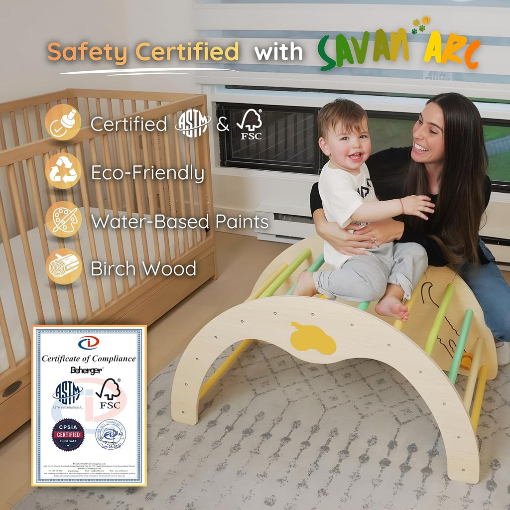 Savan'Arc Wooden Climbing Arch Cushion, in-1 Montessori Baby Toys