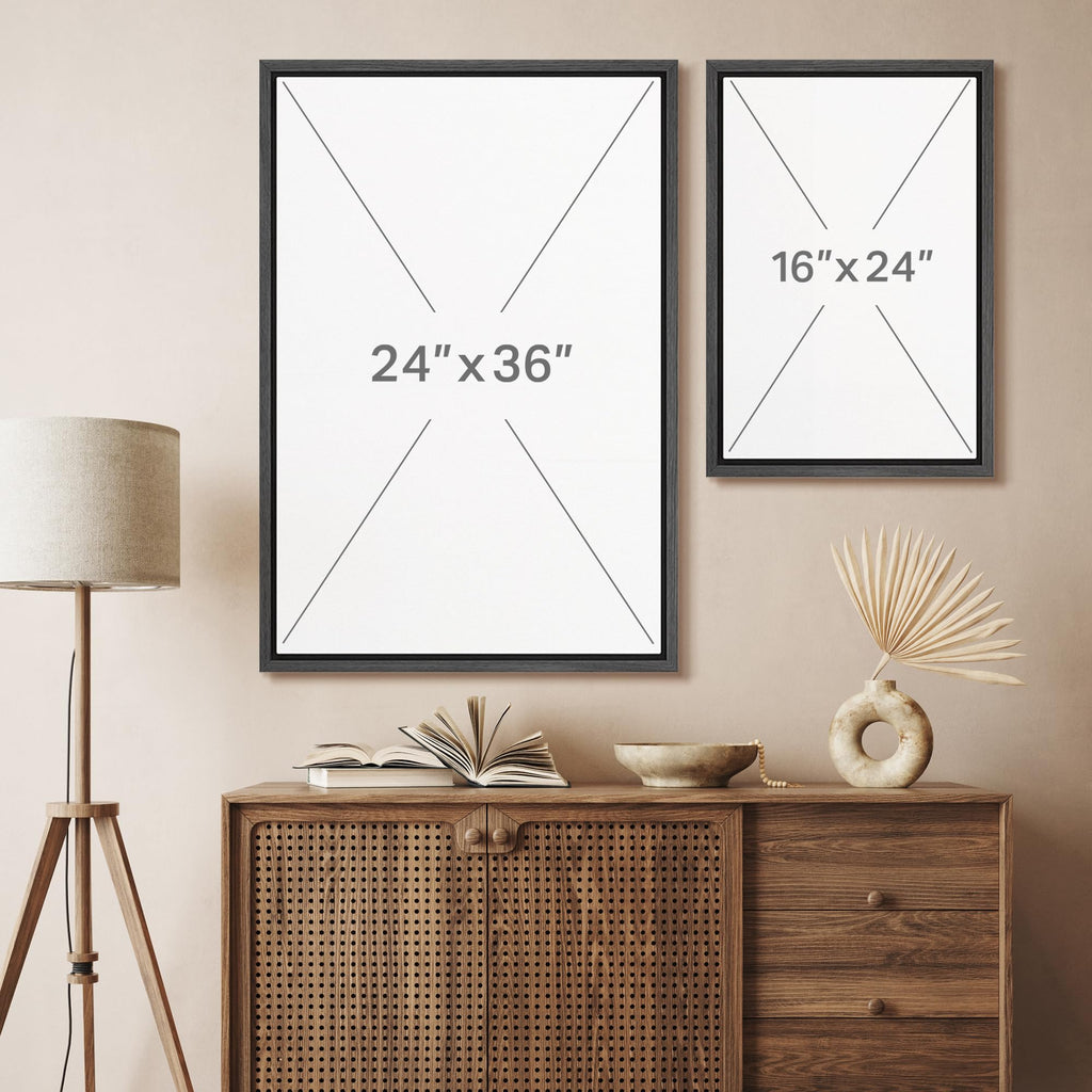 Framed Canvas Print Wall Art Set Soft Neutral Geometric Abstract Illustrations Modern Art Relax/Calm - 16"x24"x3 BLACK
