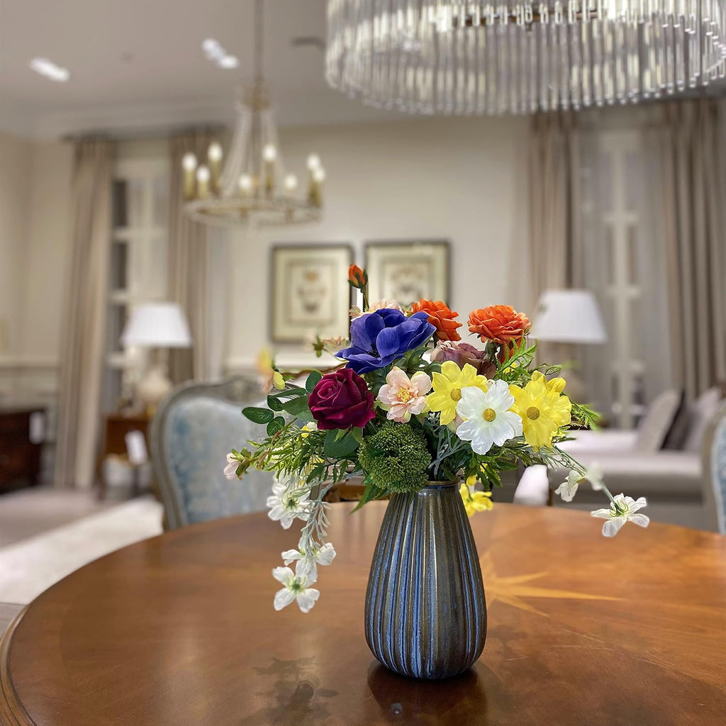 Artificial Faux Flowers in Vase, Silk Flower Arrangement Artificial Floral Centerpiece, Table Centerpieces Home Decor