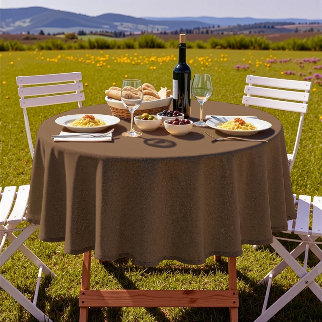 Textured Round Tablecloth Coffee 60 Inch Fall Table Cloth 2-4 Seats