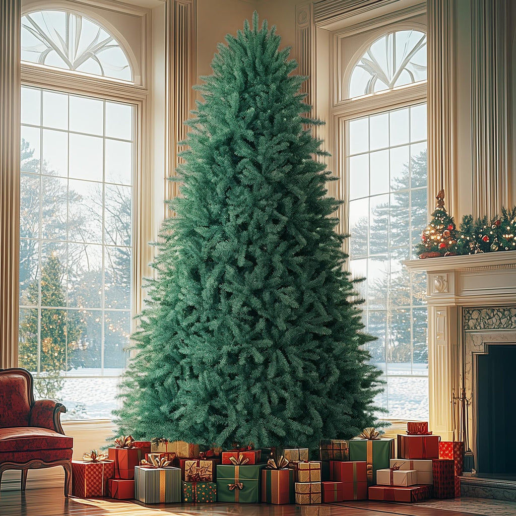 Christmas Tree 10ft, Premium Hinged Blue Spruce Artificial Christmas Tree with Realistic 4868 Tips, Unlit