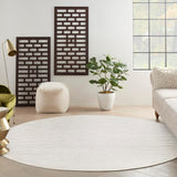 Home Versatile Ivory White 8' x Round Area Rug - Easy Clean, Non Shedding, Bed Room, Living Room, Di