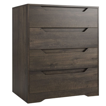 White Dresser, 4 Drawers Dresser, Farmhouse Chest of Drawers with Cut-Out Handles, Small Dressers with Drawers, Wood