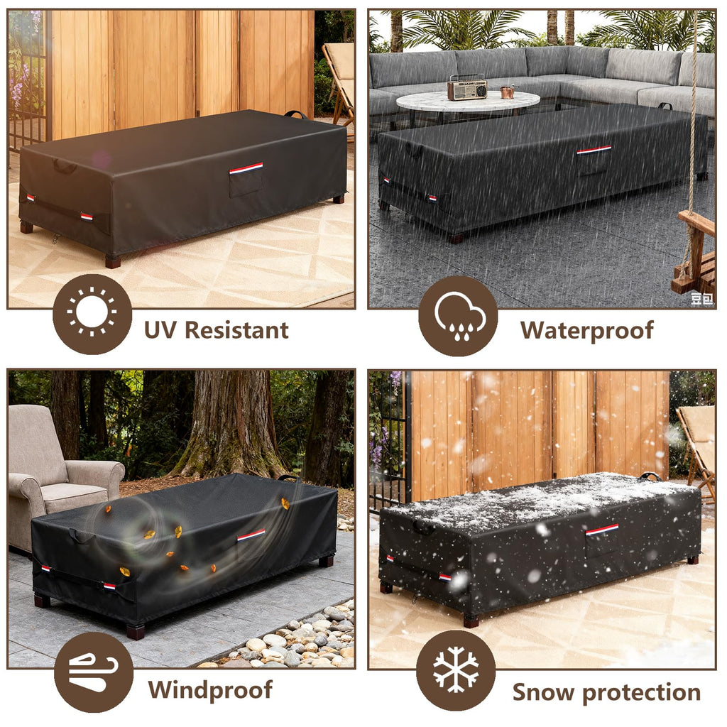 Rectangular Fire Pit Cover 60 inch, Heavy Duty 600D Waterproof Propane Gas Fire Pit Table Cover, Also Suitable for