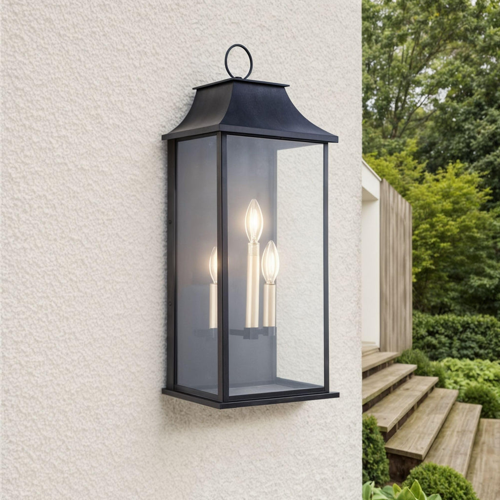 Dusk to Dawn Outdoor Wall Light, Black, 25.3" Exerior Lamp