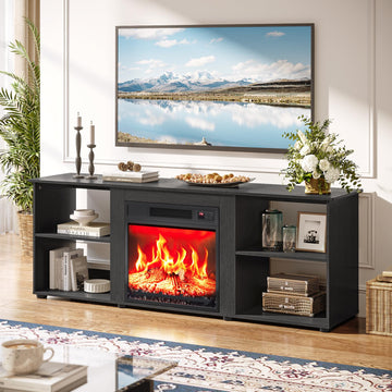 58", 4 Open Shelves, Black