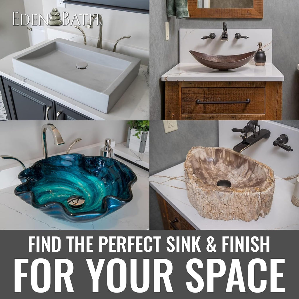 Eden Bath Caribbean Wave Round Glass Sink Bowl Bathroom Vessel Sink for Vanity Top