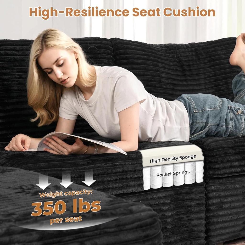 Modular Sectional Sofa Couch with Sofa Bed U-Shape Chaise, Comfy Plush Corduroy Cloud Couches, Modern Luxury Deep