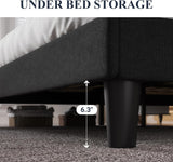 Queen Bed Frame with Button Tufted Wingback Headboard, Modern Upholstered Bed Frame with Solid Wooden Slats Support