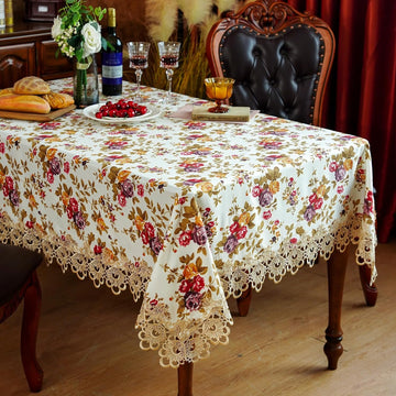 Lace Tablecloth Embroidery Lace Floral Tablecloths Rectangular Vintage Jacquard Fabric Table Cover D