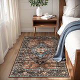 Washable Living Room Area Rug - 3x5 Non-Slip Ultra-Thin Rugs for Entryway, Throw Small Stain Resista