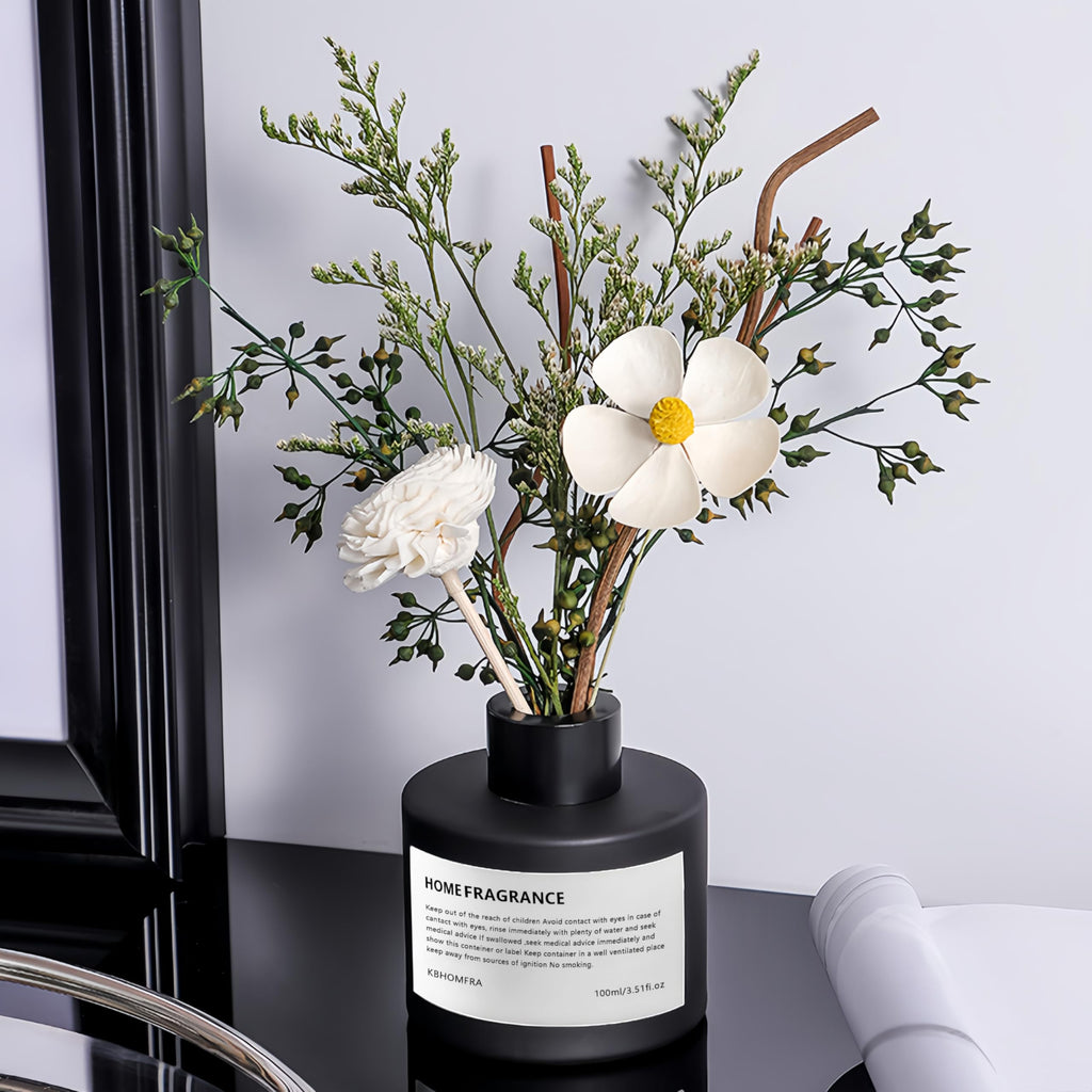 Reed Diffuser Set with Dried Flowers, 3.38fl.oz Fragrance Diffuser with Sticks, Scented Sticks Aroma Diffuser, Home &