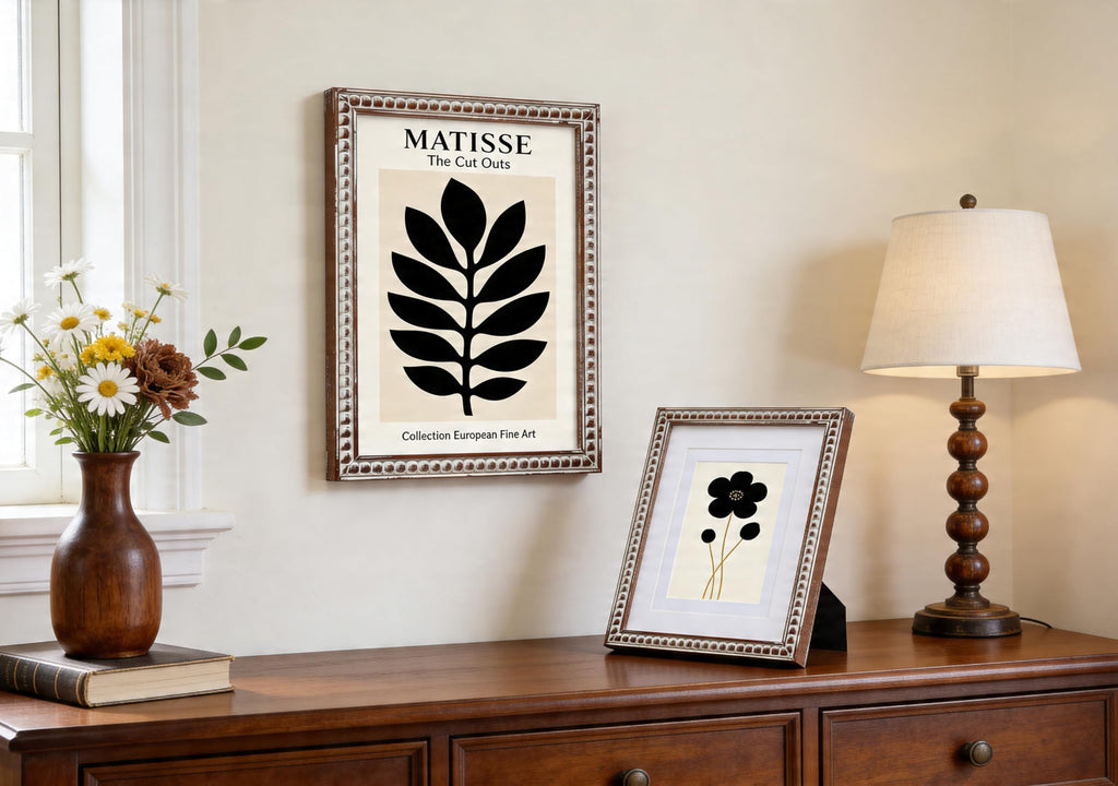 Square 8x8 Picture Frame with Mat for 6x6/4x4, Distressed Beaded Wood, Real Glass, Whitewashed Farmhouse Style for