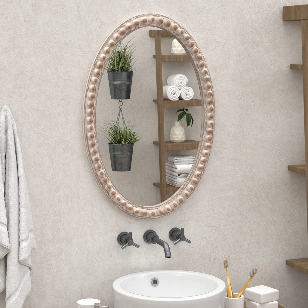 Distressed Wood Frame Accent, Rustic Farmhouse Style Decorative Wall (Oval)