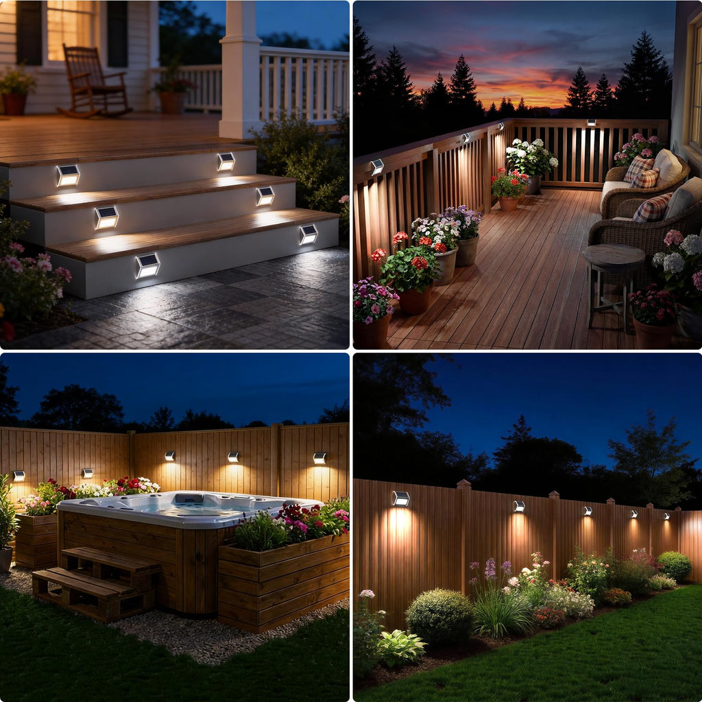 Solar Deck Lights Perfect for Fence, Step, Stair Decor-Cool White-16P