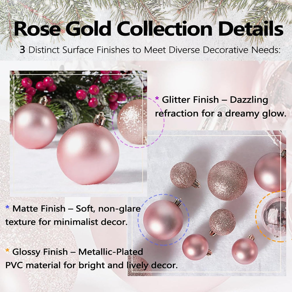 4cm/1.57" Shatterproof Christmas Balls Ornaments, Pre-Strung Hanging Xmas Tree Decorations, 3 Styles Holiday - Set of 24