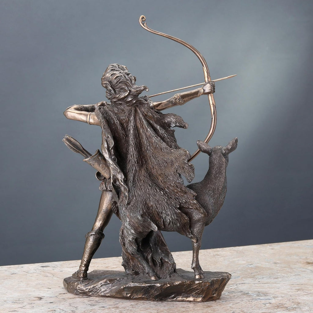 12 1/4 Inch Artemis Goddess of Hunt and Wilderness Cold Cast Resin Greek Statue Bronze Finish Sculpture | 11 3/4 In.