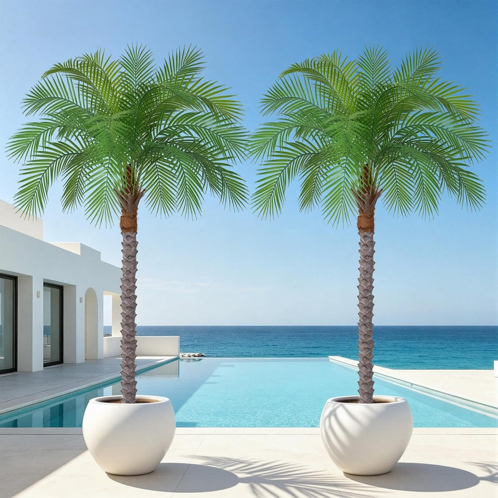 6ft Artificial Phoenix Palm Tree, Faux Coconut Silk Tropical Fake Palm Plant Outdoor Home Office Patio Bathroom Pool - Set of 2