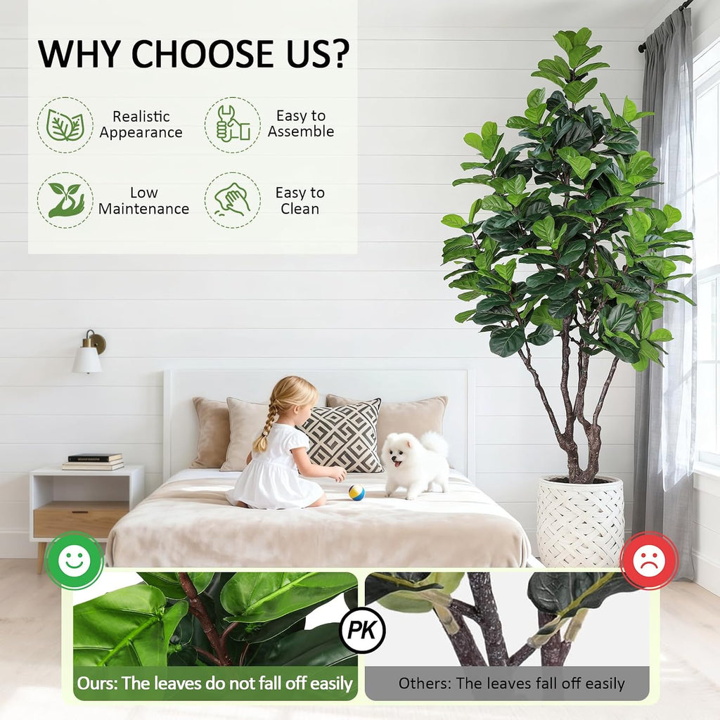 8FT Faux Fiddle Leaf Fig Tree Artificial Plants Indoor Ficus Lyrata Trees
