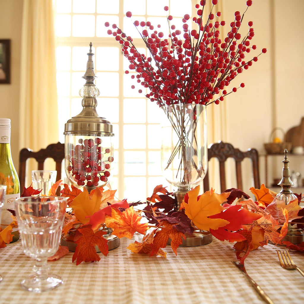 6 Pack Fall Garland with Red Leaves