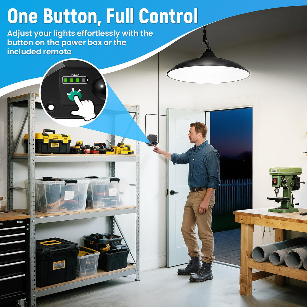 Solar Shed Lights Indoor Outdoor, Motion Sensor Pendant Light Daytime Available with Remote & Button Control