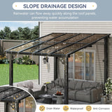 8x10FT Lean to Gazebo, Hardtop Metal Pergola with Polycarbonate Roof, Large Wall Mounted Heavy Duty Awnings