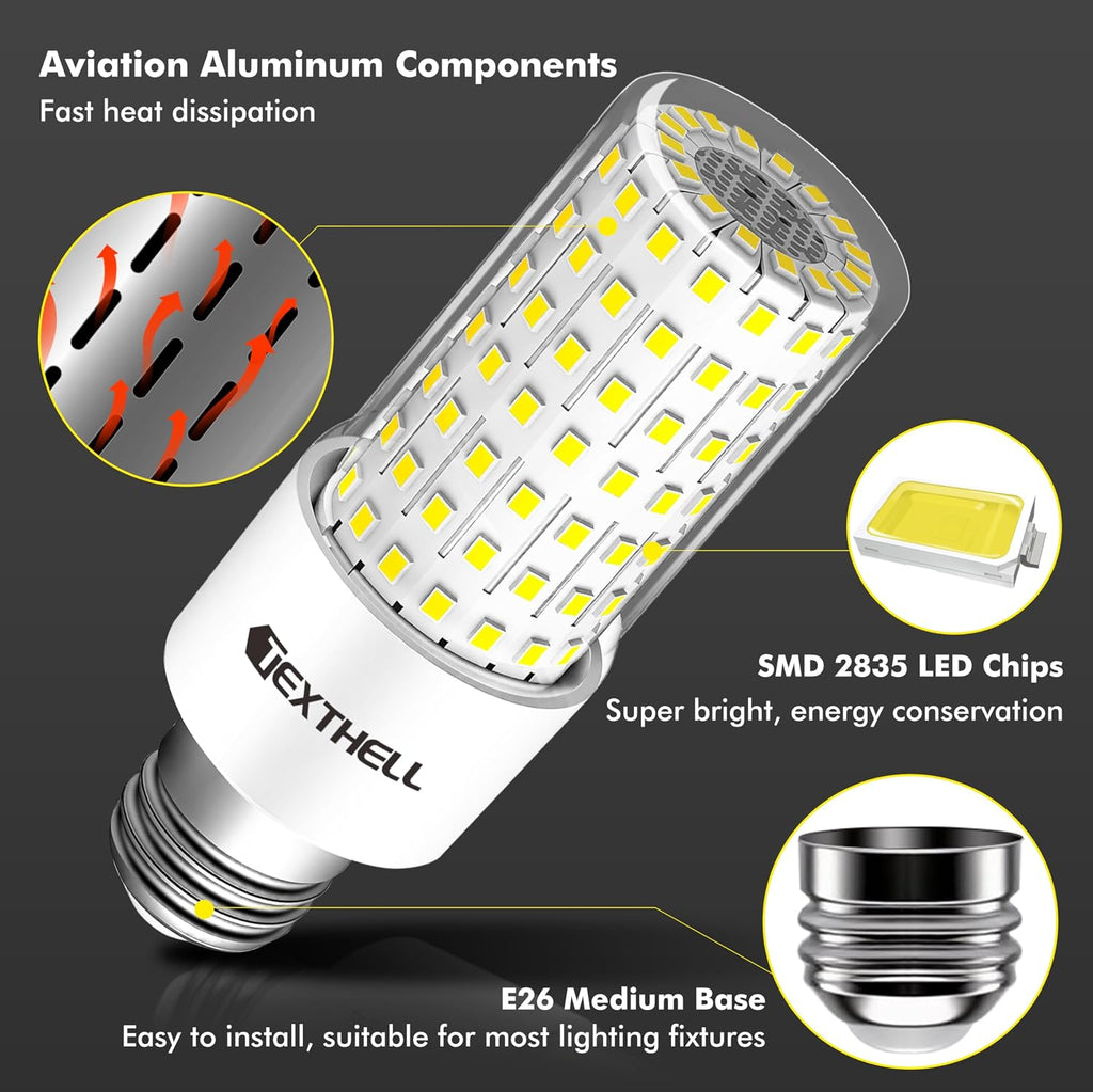 4pcs LED Corn Light Bulb 4000LM 300w Equivalent Super Bright Corn Bulb 5000K Cool Daylight White 20W LED Bulb E26/E27