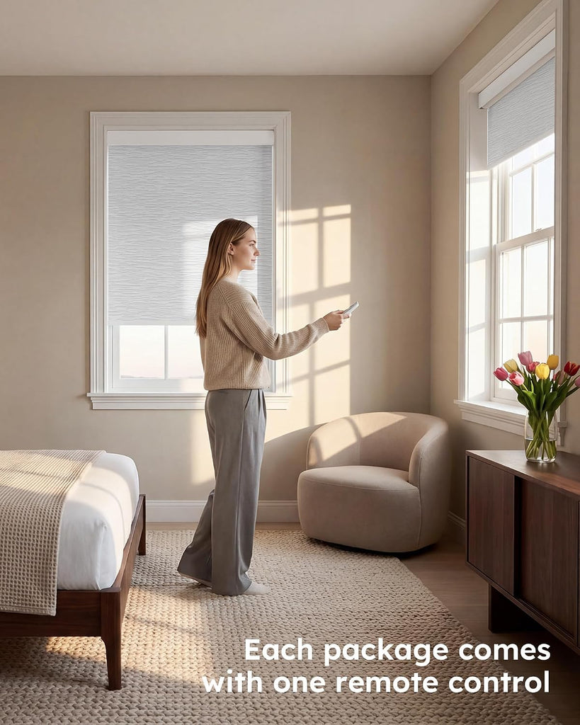 Motorized Blinds with Remote, 100% Blackout Electric Roller Shades