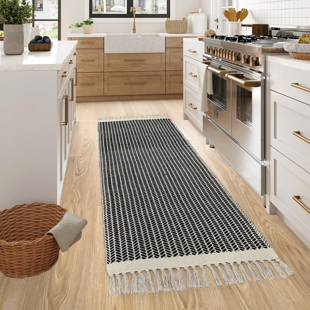 Boho Bathroom Runner Rug, Washable Rugs Hallway