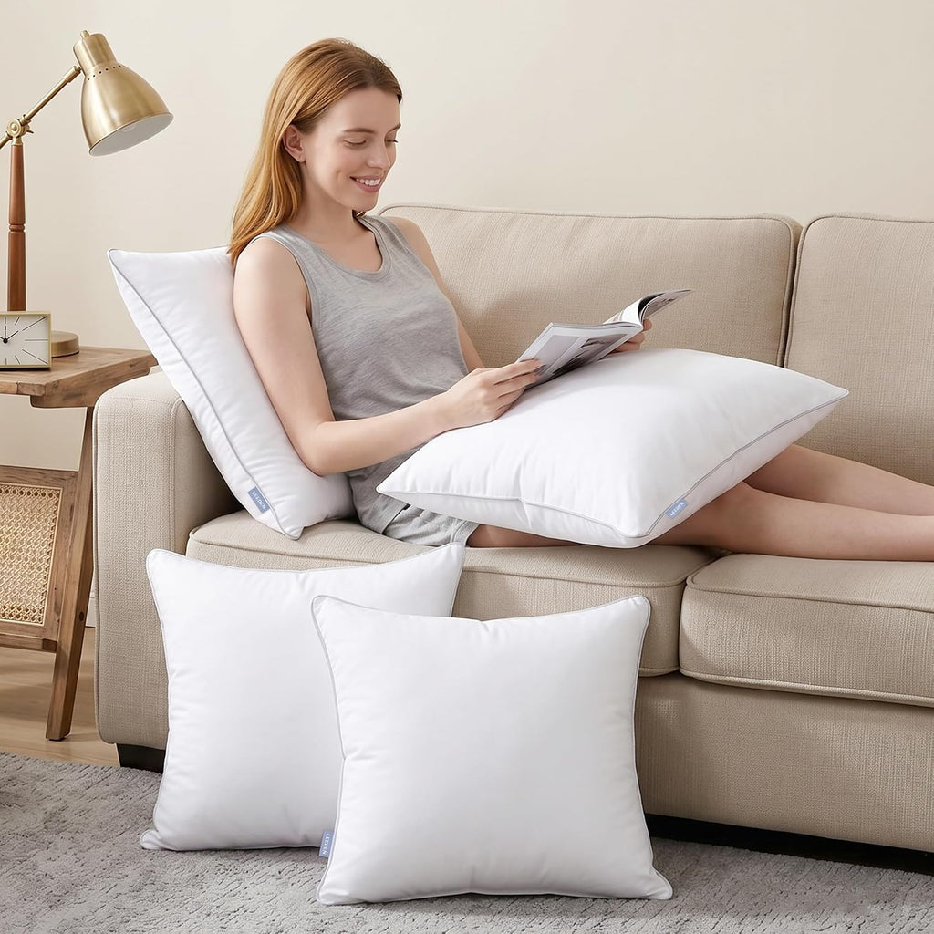 20x20 Throw Pillow Inserts-100% Cotton Cover - Set of 2