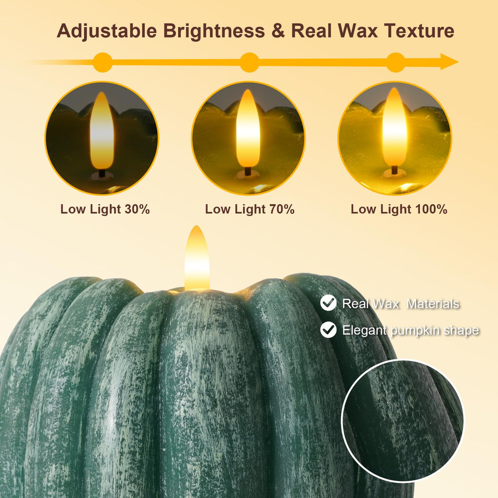 Flameless Wax Pumpkin Candle Flickering with Remote for Fall Decor