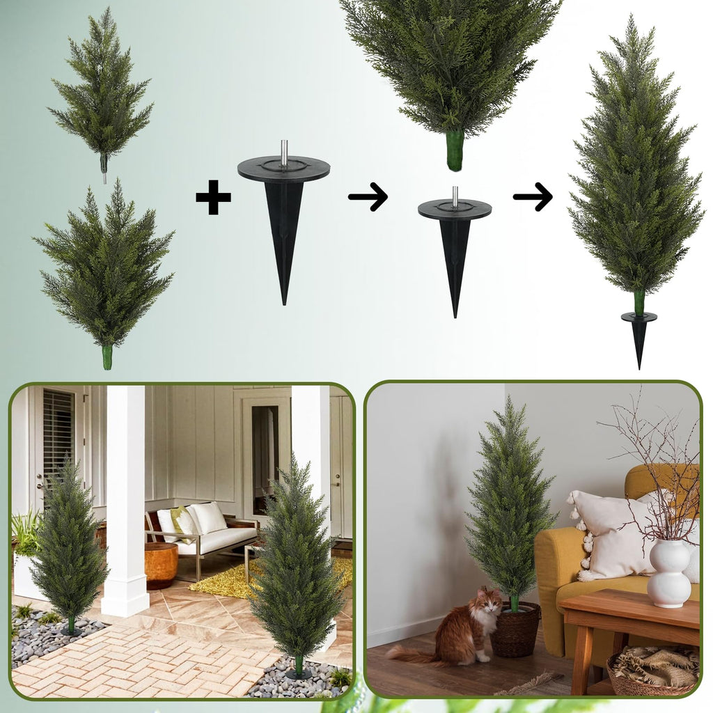 3.6FT Fake Topiary Trees Artificial Outdoor 2 Pcs UV Resistant Shrubs