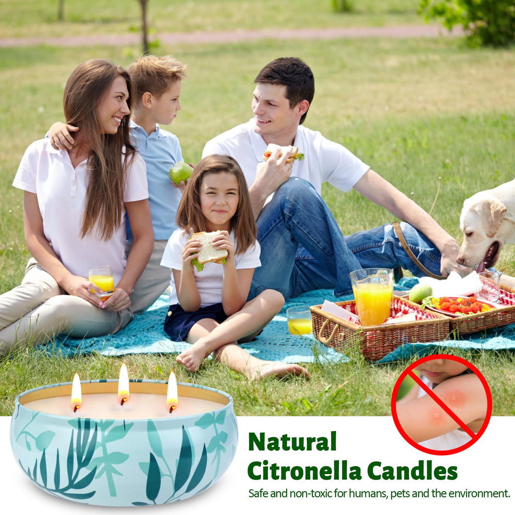 Citronella Candles Outdoor, 3-Wick Large Citronella Candles, 3 Packs Natural Soy Wax Summer Candle Set, 200 Hours