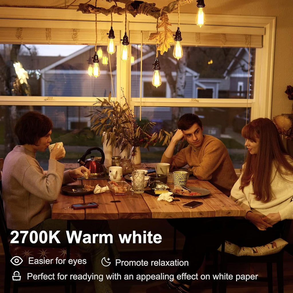 Edison Light Bulbs 60W Equivalent, Dimmable Vintage LED Light Bulbs, E26 Medium Base, Warm White 2700K, ST58, 8W