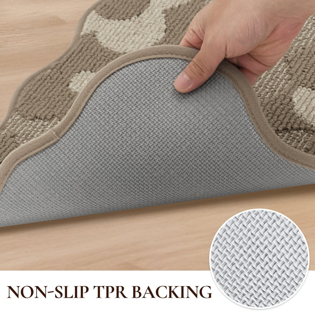 Kitchen Rugs 2PCS Non Slip Kitchen Mats for Floor, Flower/Beige