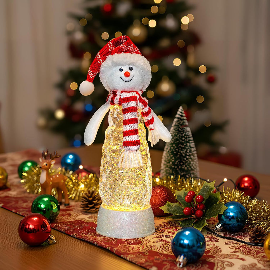 Christmas Snowman Snow Globes Lantern Musical Lighted Water Lantern Snow Globe Swirling Glitter Snowglobes with 6H
