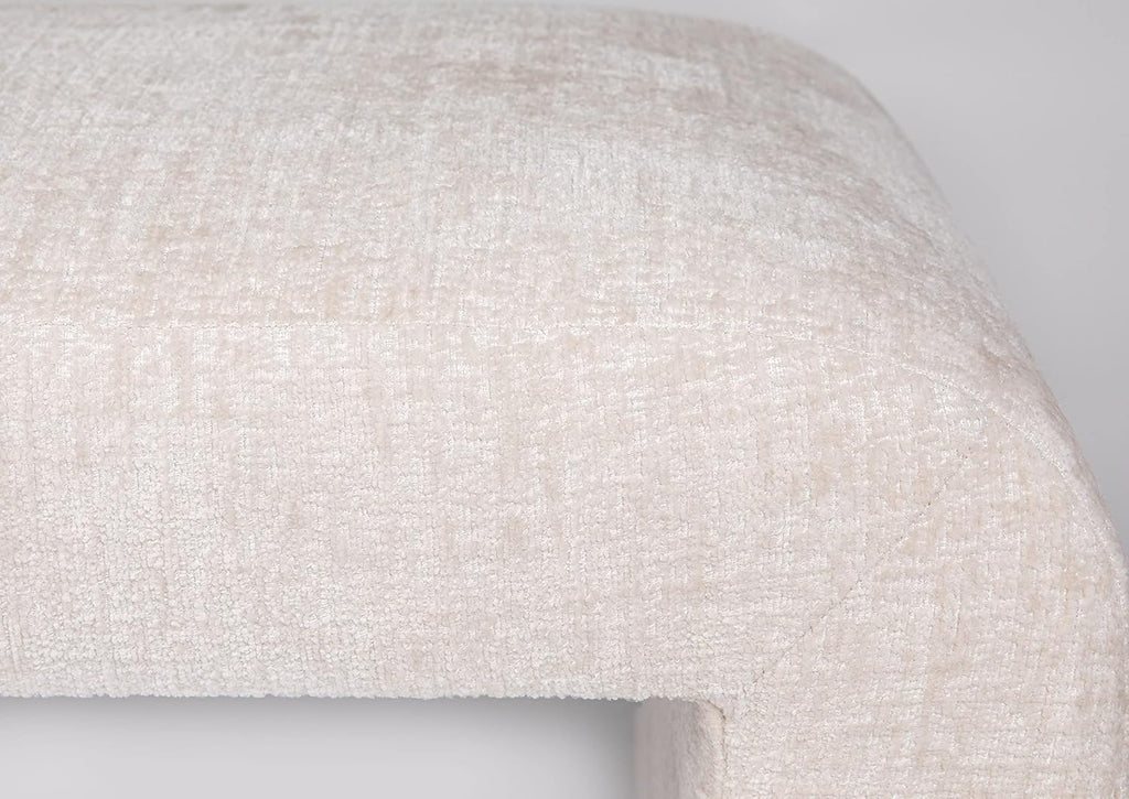 Sophia Modern Luxury Curved Upholstered Jacquard Bedroom Hallway Bench, End of Bed Bench, Large Size, Natural